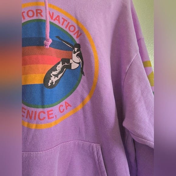 AVIATOR NATION, Venice Relaxed Pullover Hoodie - Neon Purple,Size Small (Unisex) - Picture 7 of 14